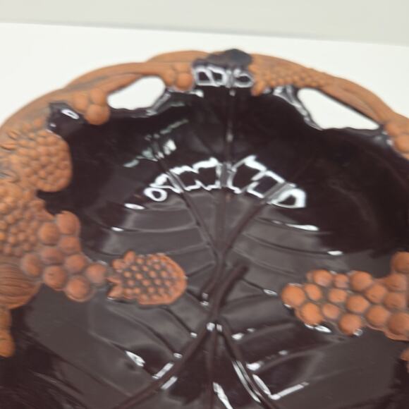 Claire Burke Pottery Bowl Fruit Clay Center Glazed Matte Edge Footed Terra Cotta - Picture 4 of 10